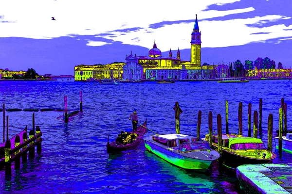 Venice Italy 2019 유명하고 놀라운 이탈리아 도시의 곤돌라가 베네치아 대운하 — 스톡 사진