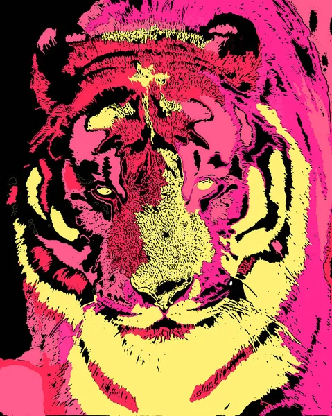 Tiger Signe Illustration Pop Art Icône Fond Avec Des Taches — Photo