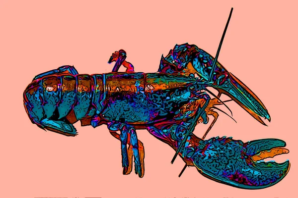 Lobster Crayfish Sign Illustration Pop Art Background Icon Color Spots — Stock Photo, Image
