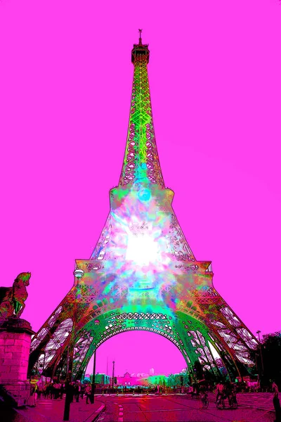 Paris Francja 2013 Wieża Eiffla Tour Eiffel Pop Art Wieża — Zdjęcie stockowe