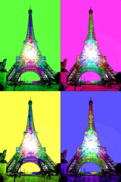 Παρισι Γαλλια 2013 Πύργος Του Άιφελ Tour Eiffel Pop Art — Φωτογραφία Αρχείου