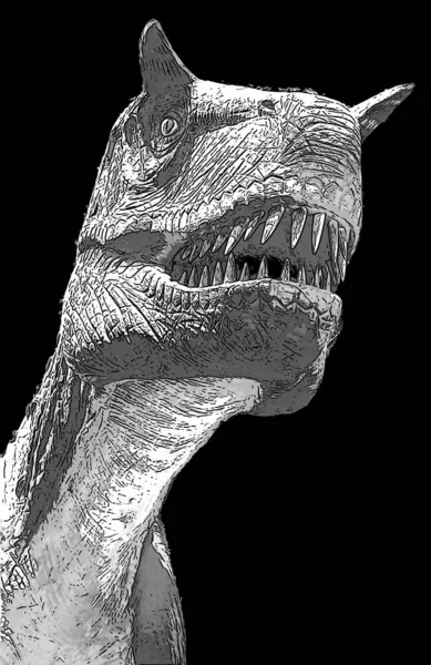 アルベロサウルス Albertosaurus は白亜紀後期に北米西部に生息したティラノサウルス類の獣脚類恐竜の属で 黒斑と白斑が見られる — ストック写真