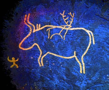 Gobustan Devlet Bankası, Azerbaycan 'ın ulusal tarihi simgesi olan Gobustan yerleşiminde renk lekeli pop-art arkaplan simgesini imzaladı