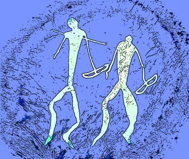 Gobustan Devlet Bankası, Azerbaycan 'ın ulusal tarihi simgesi olan Gobustan yerleşiminde renk lekeli pop-art arkaplan simgesini imzaladı