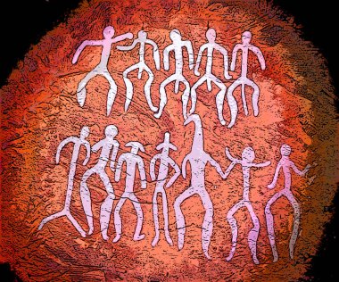 Gobustan Devlet Bankası, Azerbaycan 'ın ulusal tarihi simgesi olan Gobustan yerleşiminde renk lekeli pop-art arkaplan simgesini imzaladı