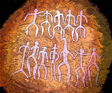 Gobustan Devlet Bankası, Azerbaycan 'ın ulusal tarihi simgesi olan Gobustan yerleşiminde renk lekeli pop-art arkaplan simgesini imzaladı