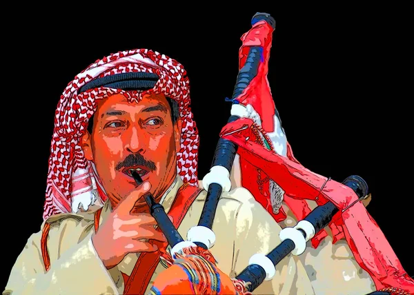Jerash Jordan 2008 Gaita Beduina Jerash Jordan Bagpipes Vino Instrumento — Foto de Stock