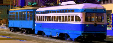 SAN FRANCISCO CA USA - 16 Nisan: Wolrd 'un dört bir yanından yolcu taşıyan tarihi sokak arabası.