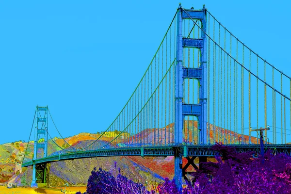 San Francisco Usa 2015 Golden Gate Brug Teken Illustratie Pop — Stockfoto