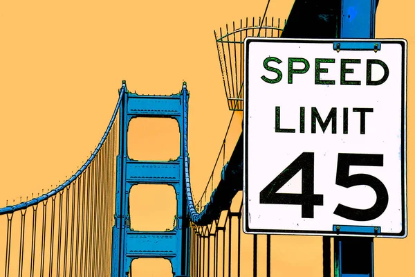 San Francisco Usa 2015 Golden Gate Bridge Speed Limit Sign — Stock fotografie