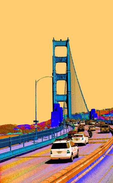 San Francisco Ηπα 2015 Golden Gate Γέφυρα Σύμβολο Εικονογράφηση Pop — Φωτογραφία Αρχείου