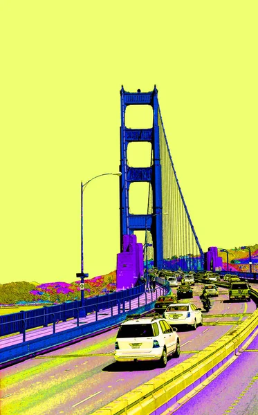 San Francisco Usa 2015 Golden Gate Bridge Sign Illustration Pop — 图库照片