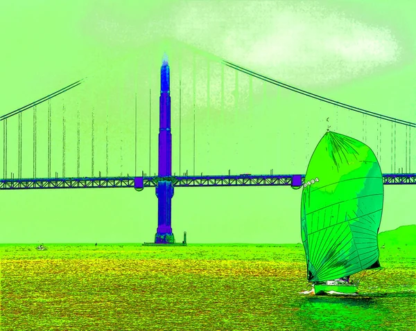San Francisco Usa 2015 Złota Brama Most Znak Ilustracja Pop — Zdjęcie stockowe