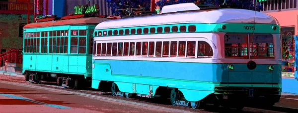 San Francisco Usa Abril Passageiros Transportadores Carros Rua Históricos Vêm — Fotografia de Stock