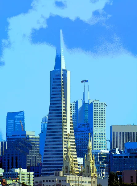 San Francisco Downtown San Francisco Sinal Ilustração Ícone Fundo Pop — Fotografia de Stock