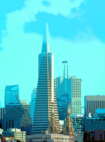 San Francisco Śródmieście San Francisco Znak Ilustracja Pop Art Tło — Zdjęcie stockowe
