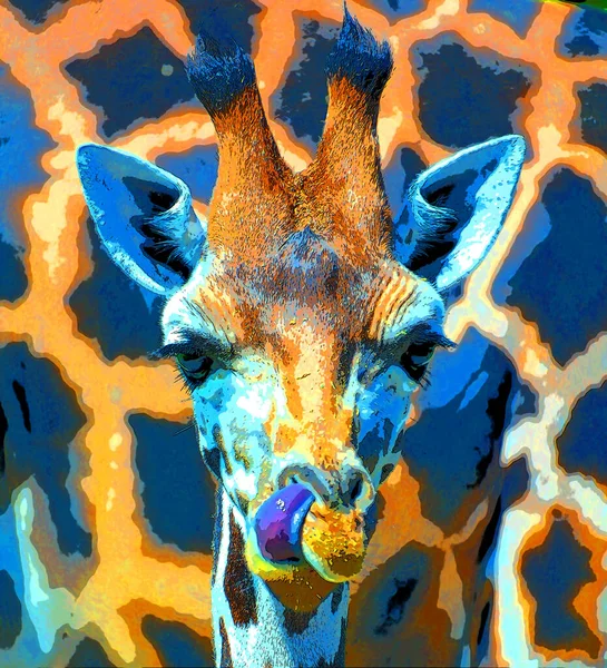 Segno Giraffa Illustrazione Pop Art Icona Sfondo Con Macchie Colore — Foto Stock