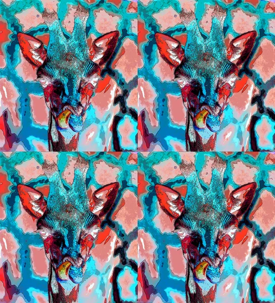 Żyrafa Znak Ilustracja Pop Art Tło Ikona Kolorowe Plamy — Zdjęcie stockowe