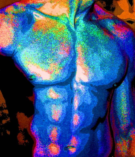 Uomo Torso Pop Art Segno Retrò Illustrazione Sfondo Icona Con — Foto Stock