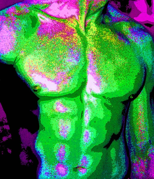 Uomo Torso Pop Art Segno Retrò Illustrazione Sfondo Icona Con — Foto Stock