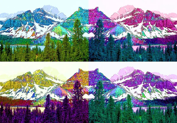 Rocky Mountains Landscape Sign Illustration Pop Art Background Icon Color — Stock Photo, Image