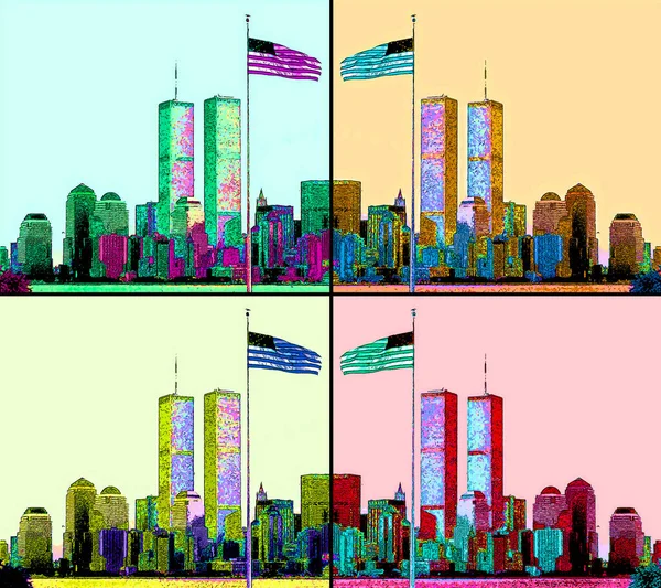 New York Unioted States 1995 Lower Manhattan 2001 Cityscape Pop — Stock Photo, Image