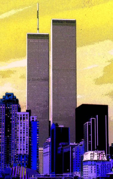 York Egyesült Államok 1995 Alsó Manhattan Előtt 2001 Cityscape Pop — Stock Fotó