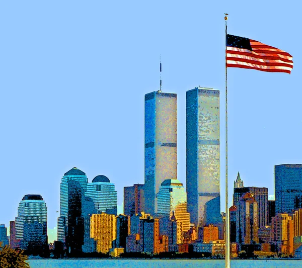 New York Unioted States 1995 Lower Manhattan Voor 2001 Stadsgezicht — Stockfoto