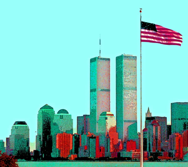 Nueva York Estados Unidos 1995 Bajo Manhattan Antes Del 2001 — Foto de Stock