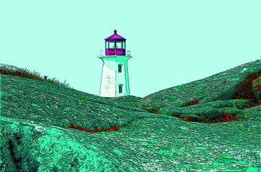 PEGY 'İN Koyu NOVA SCOTIA - 6 Haziran 2014: Peggy' nin Koyu 'nun deniz feneri St. Margarets Körfezi' nin doğu kıyısında yer alan küçük bir kırsal bölge.