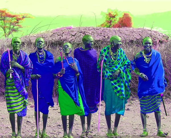 Амбоселі Кенія Людина Масаї Масаї Мара Кенія Масаї Масаї Нілотична — стокове фото