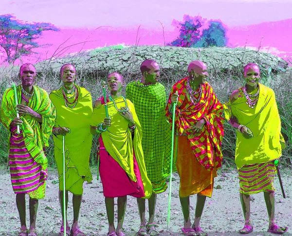 Амбоселі Кенія Людина Масаї Масаї Мара Кенія Масаї Масаї Нілотична — стокове фото