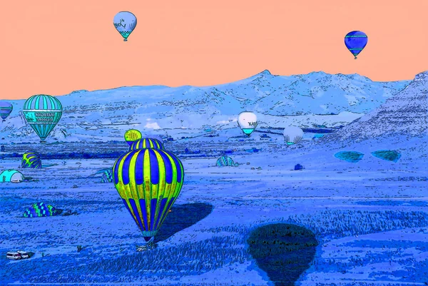 Goreme Turkey Říjen Horkovzdušný Balón Létat Nad Cappadocia Známý Celém — Stock fotografie