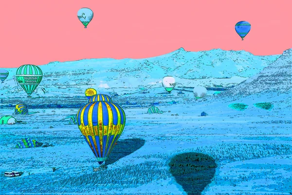 Goreme Turkey Říjen Horkovzdušný Balón Létat Nad Cappadocia Známý Celém — Stock fotografie