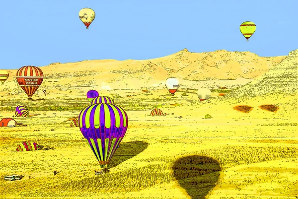 Goreme Turkey Oktober Varm Luft Ballong Flyga Över Kappadokien Känd — Stockfoto