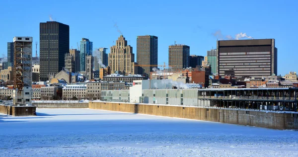 Montreal Quebec Kanada 2022 Saint Laurence Fluss Einem Sehr Kalten — Stockfoto