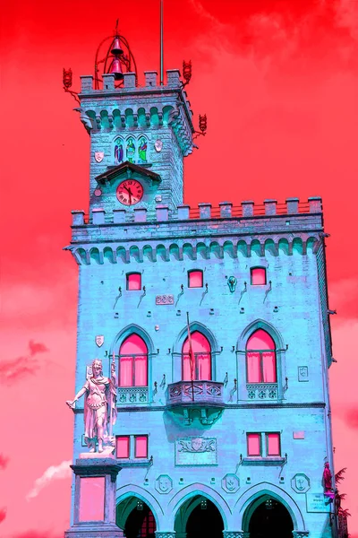 República San Marino 2019 Estatua Libertad Cerca Del Enclave Palazzo — Foto de Stock