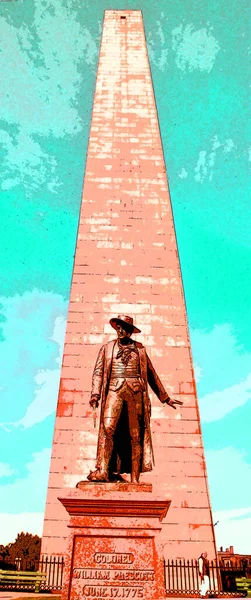 Boston Usa 2005 Estatua Del Coronel William Prescott Frente Monumento — Foto de Stock