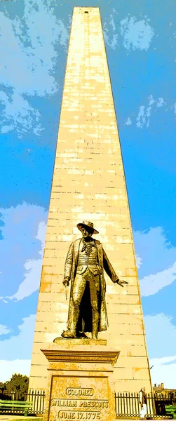 Boston Usa 2005 Estatua Del Coronel William Prescott Frente Monumento — Foto de Stock