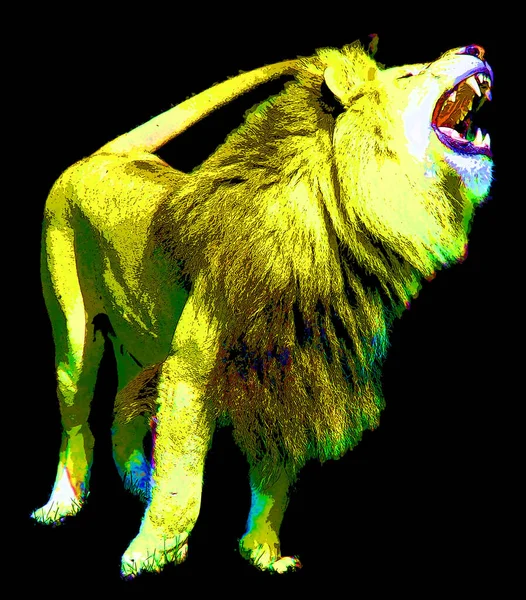 Lion Segno Illustrazione Pop Art Icona Sfondo Con Macchie Colore — Foto Stock