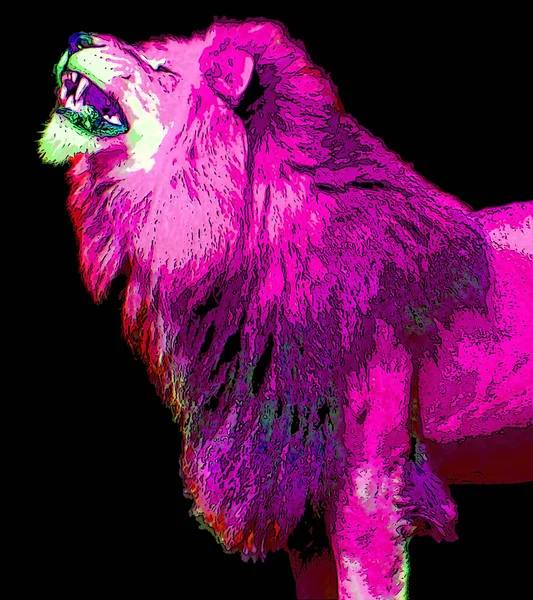 Lion Σημάδι Εικονογράφηση Pop Art Εικονίδιο Φόντου Κηλίδες Χρώματος — Φωτογραφία Αρχείου