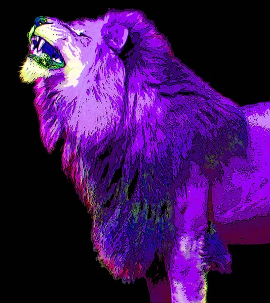 Lion Segno Illustrazione Pop Art Icona Sfondo Con Macchie Colore — Foto Stock