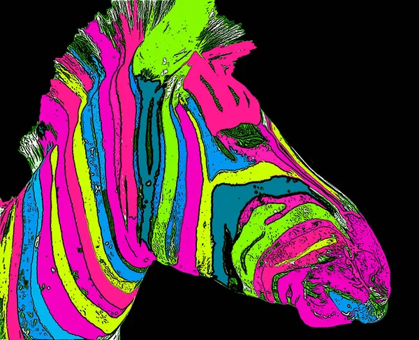 Иллюстрация Знака Зебры Иконка Поп Арта Цветными Пятнами — стоковое фото