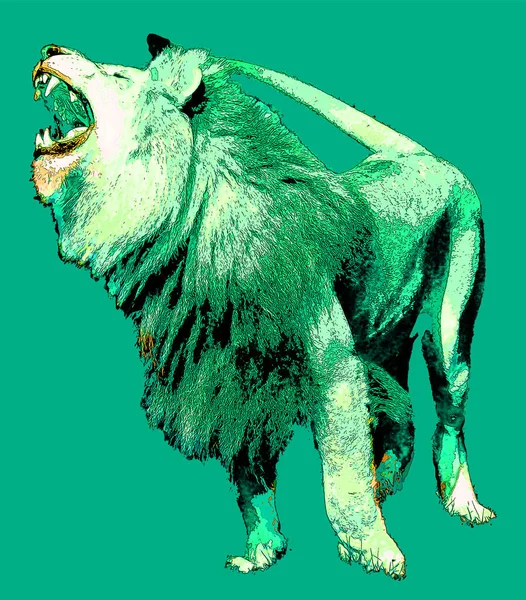 Lion Znak Ilustracja Pop Art Tło Ikona Kolorowe Plamy — Zdjęcie stockowe