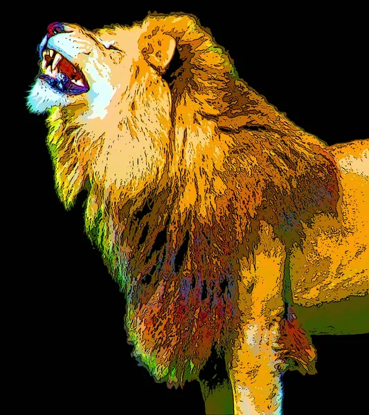León Signo Ilustración Pop Art Icono Fondo Con Manchas Color — Foto de Stock
