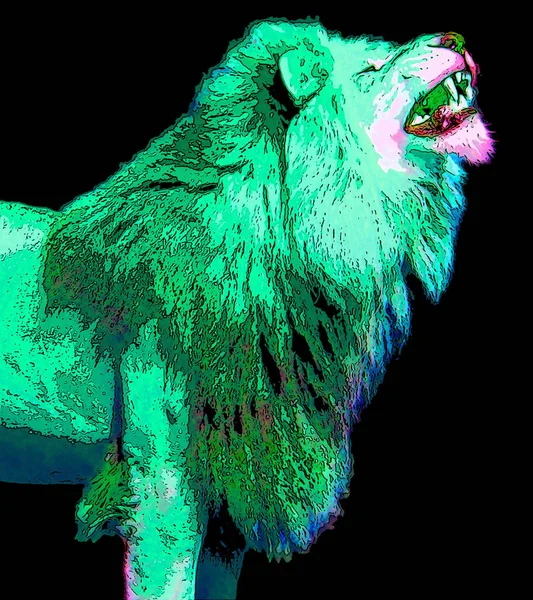 Lion Segno Illustrazione Pop Art Icona Sfondo Con Macchie Colore — Foto Stock