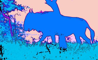 Antiloplar renk lekeli pop-art arkaplan simgesini işaret ediyorlar