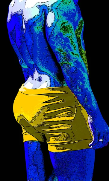 Man Buttock Pop Art Retro Sign Background Icon Color Spot — 스톡 사진