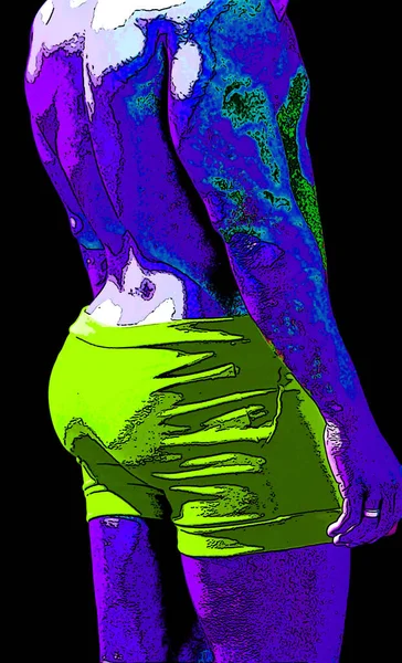 Man Buttock Pop Art Retro Sign Illustration Background Icon Color — Stock Photo, Image