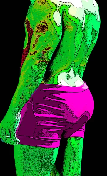 Hombre Nalga Pop Art Retro Signo Ilustración Fondo Icono Con —  Fotos de Stock